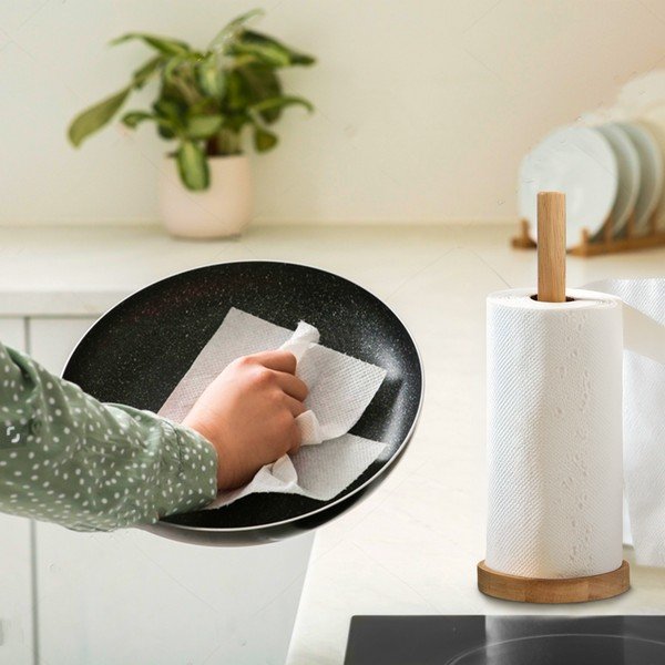 Dřevěný stojan na papírové utěrky v přírodní barvě ø 12 cm Soka – Premier Housewares-image-1