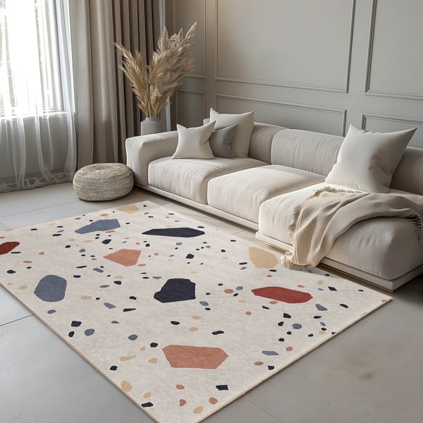 Krémový pratelný koberec 60x100 cm Cracked Terrazzo – Mila Home-image-1