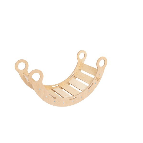 Houpačka z borovicového dřeva v přírodní barvě 39x75x38 cm Montessori – Meowbaby