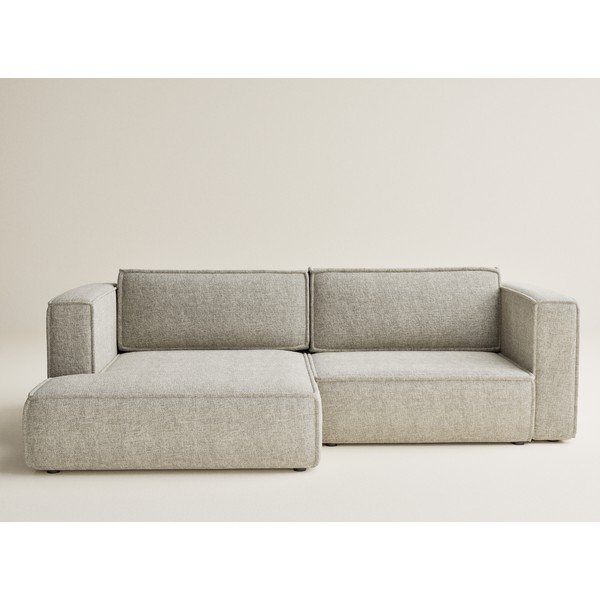 Béžová žinylková rozkládací/s úložným prostorem rohová pohovka (levý roh/s lenoškou) Velto – Maison de Rêve-image-2