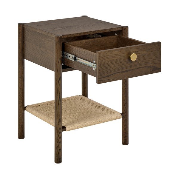 Noční stolek v dekoru dubu v tmavě přírodní barvě Monfort – Actona-image-2