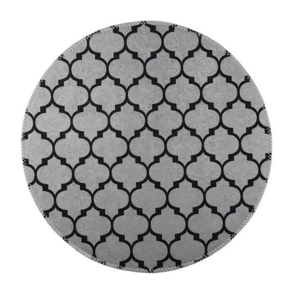 Tmavě šedý pratelný kulatý koberec ø 80 cm – Vitaus