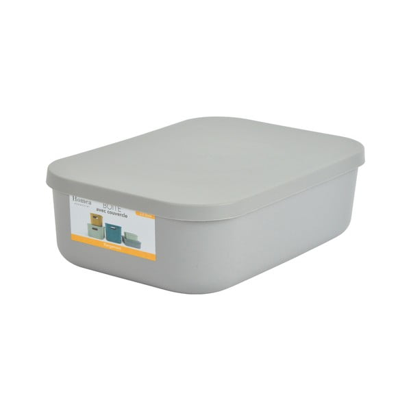 Šedý plastový úložný box s víkem 24x18x8 cm – Homéa-image-2