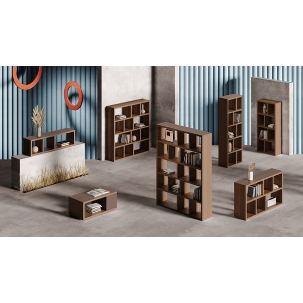 Hnědá knihovna v dekoru ořechu 150x83 cm Berlin – TemaHome-image-1