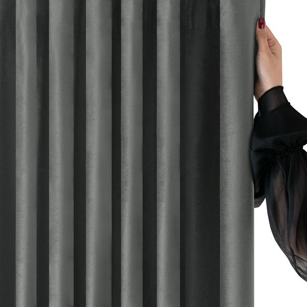 Tmavě šedý sametový dimout závěs 265x175 cm Velto – Filumi-image-3