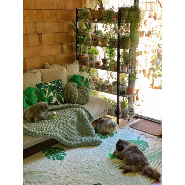 Zeleno-krémový pratelný ručně tkaný bavlněný dětský koberec 140x200 cm Tropical Green – Lorena Canals-image-3