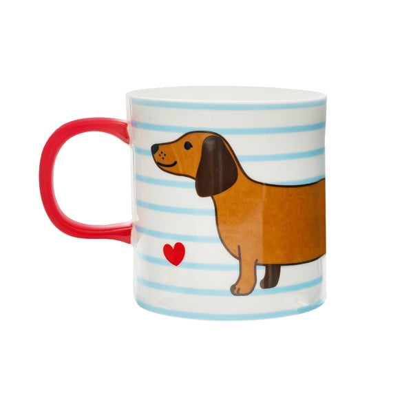 Modro-hnědý porcelánový hrnek 300 ml Sausage Dog – Sass & Belle
