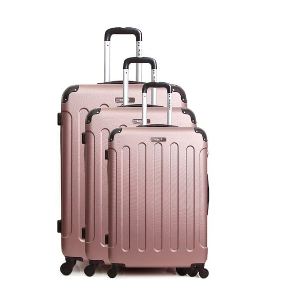 Sada 3 růžových cestovních kufrů na kolečkách Bluestar Vanity Cadenas