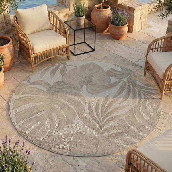 Béžový kulatý vnitřní a venkovní koberec ø 120 cm Desert 1302 – Ayyildiz Carpets-image-1