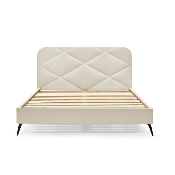 Béžová čalouněná dvoulůžková postel s roštem 160x200 cm Prune – Bobochic Paris-image-3