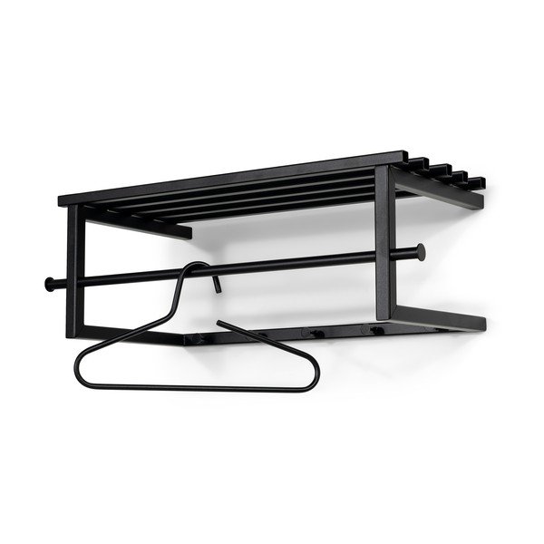 Černý kovový nástěnný věšák s poličkou 76 cm Marco – Spinder Design-image-3