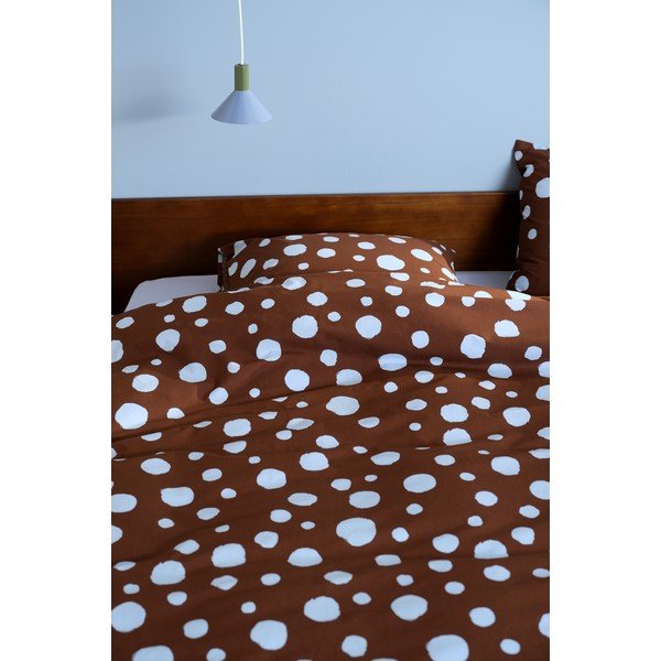 Světle modré/hnědé bavlněné povlečení na dvoulůžko/prodloužené 200x220 cm Rigmor Dot – Jotex-image-1