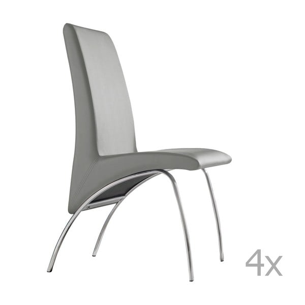 Sada 4 šedých jídelních židlí Pondecor Pamma