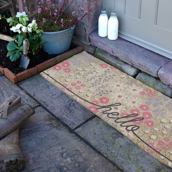 Rohožka z kokosového vlákna 40x120 cm Hello Scribbly Floral – Artsy Doormats-image-2