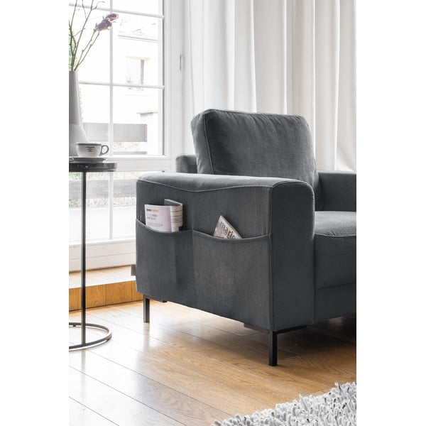 Tmavě šedé manšestrové křeslo Lofty Lilly – Miuform-image-3