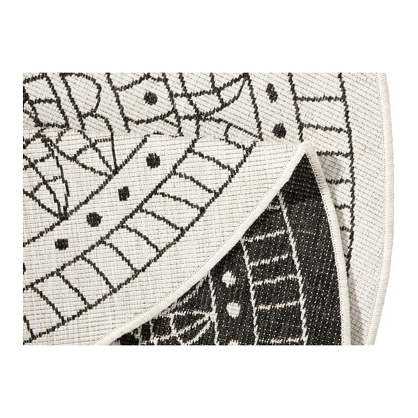 Černo-krémový venkovní koberec NORTHRUGS Porto, ⌀ 140 cm-image-3