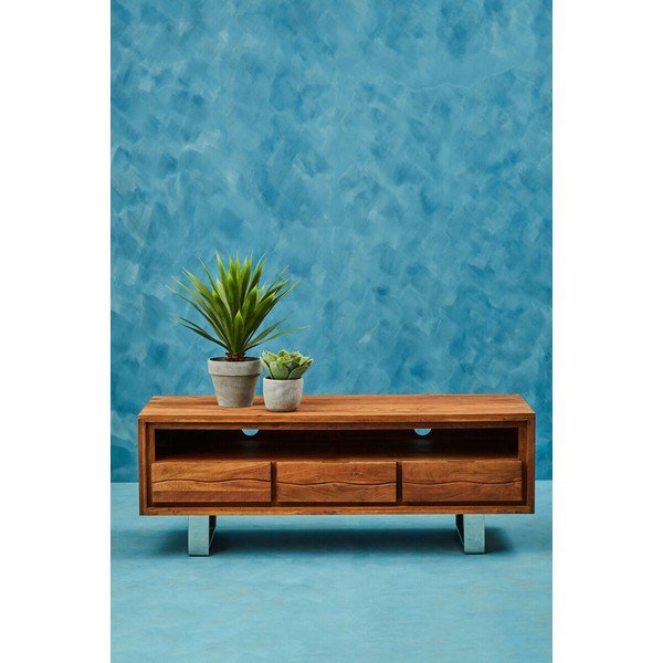 TV stolek z masivu akácie v tmavě přírodní barvě 140x52x50 cm Simla – Premier Housewares-image-1