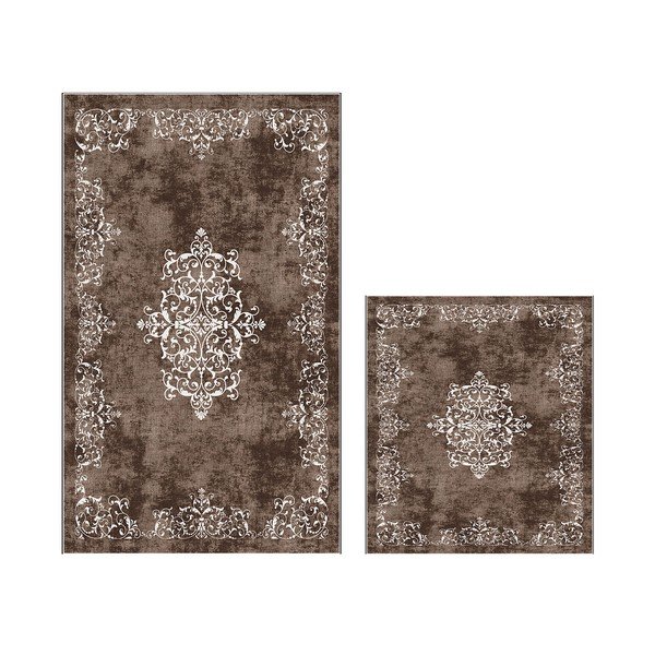 Hnědé koupelnové předložky v sadě 2 ks 60x100 cm – Foutastic