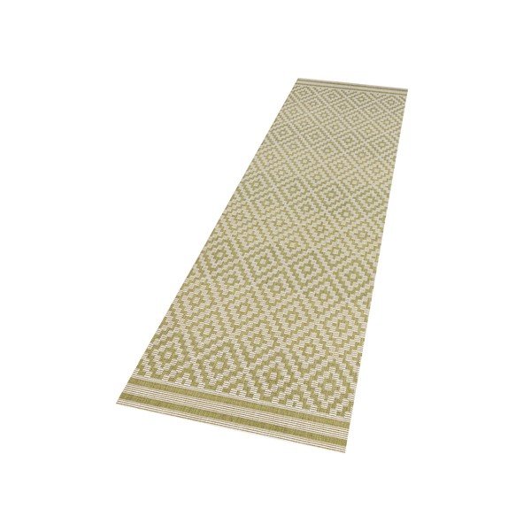 Zelený běhoun vhodný do exteriéru Bougari Karo, 80 x 200 cm-image-1