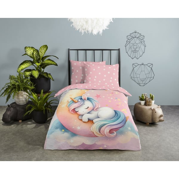 Růžové bavlněné dětské povlečení na jednolůžko 140x200 cm Molly – Good Morning-image-1