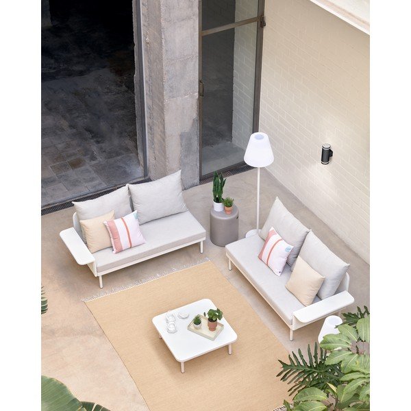 Bílá hliníková zahradní rohová pohovka se stolkem Kave Home Zaltana-image-4