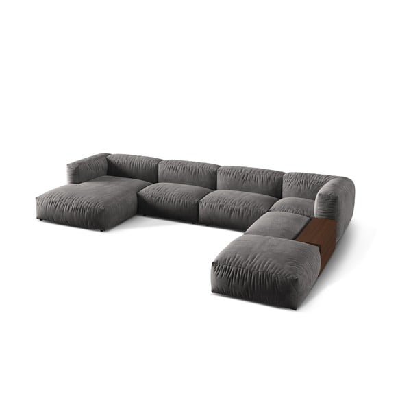 Šedá sametová modulární rohová pohovka (pravý roh/do "U") Martina – Micadoni -image-1