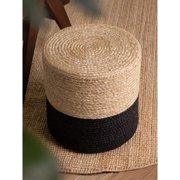 Černý/v přírodní barvě taburet Juta Gold Black – Hanse Home-image-2