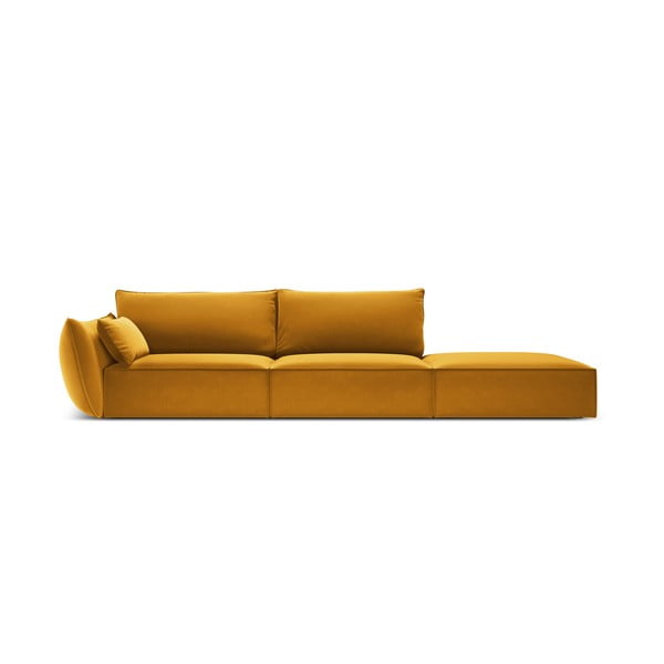 Sametová pohovka v hořčicové barvě levý roh 264 cm Vanda – Mazzini Sofas
