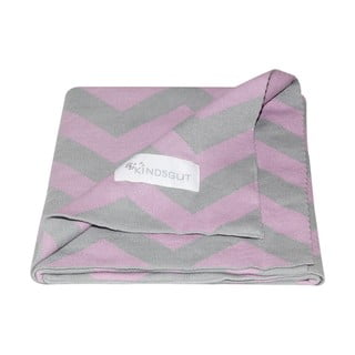 Růžovo-šedá bavlněná dětská deka Kindsgut Zigzag, 80 x 100 cm