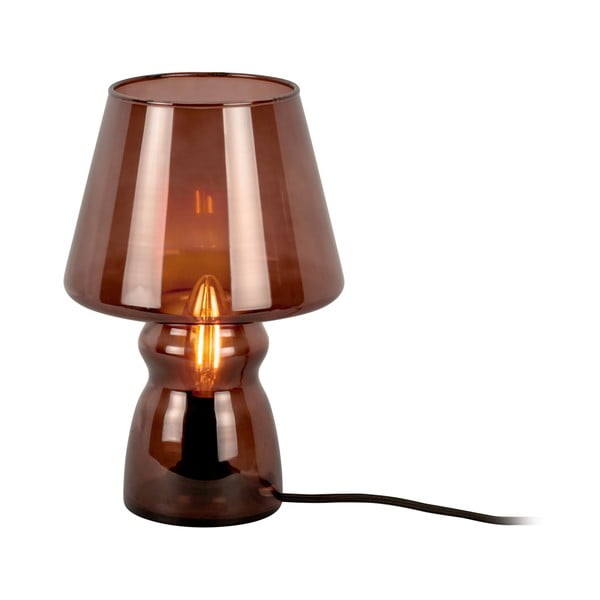 Tmavě hnědá skleněná stolní lampa Leitmotiv Glass, výška 25 cm