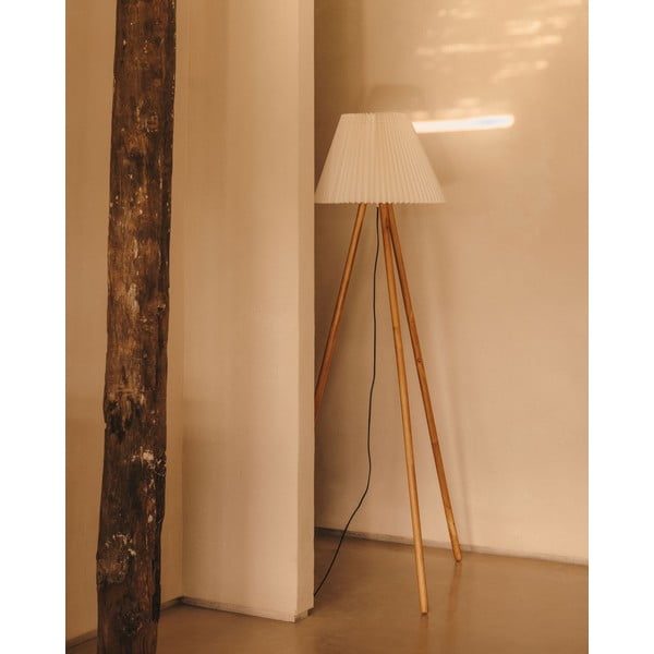 Stojací lampa v přírodní barvě s textilním stínidlem (výška 149 cm) Benicarlo – Kave Home-image-1