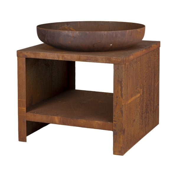 Ohniště se zásobníkem na dřevo v rezavém dekoru – Esschert Design-image-1