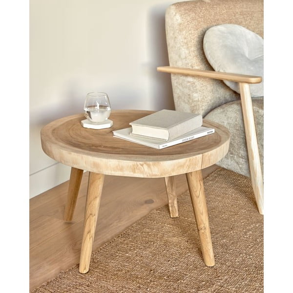 Kulatý odkládací stolek z masivu munggur ø 65 cm Wellcres – Kave Home-image-1