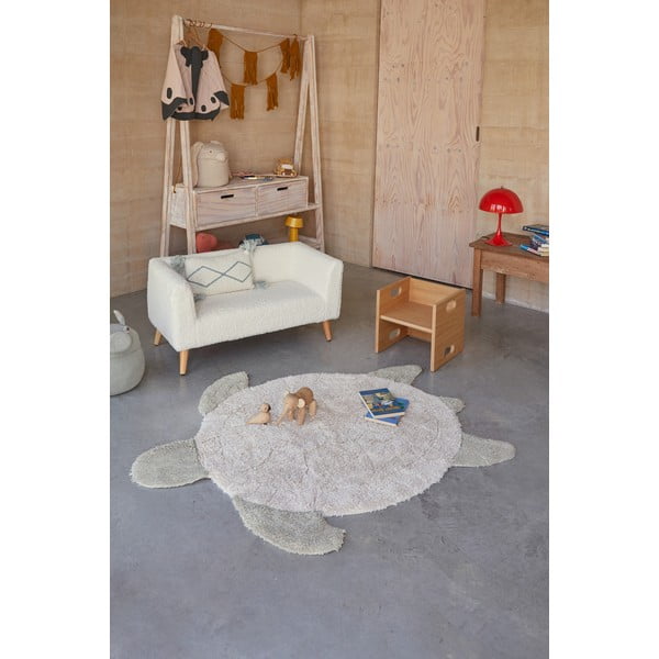 Béžový pratelný ručně tkaný bavlněný dětský koberec 110x130 cm Sea Turtle – Lorena Canals-image-1