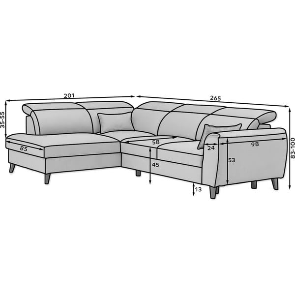 Béžová sametová rozkládací/s úložným prostorem rohová pohovka (pravý roh/do L) Noble – ELTAP-image-3