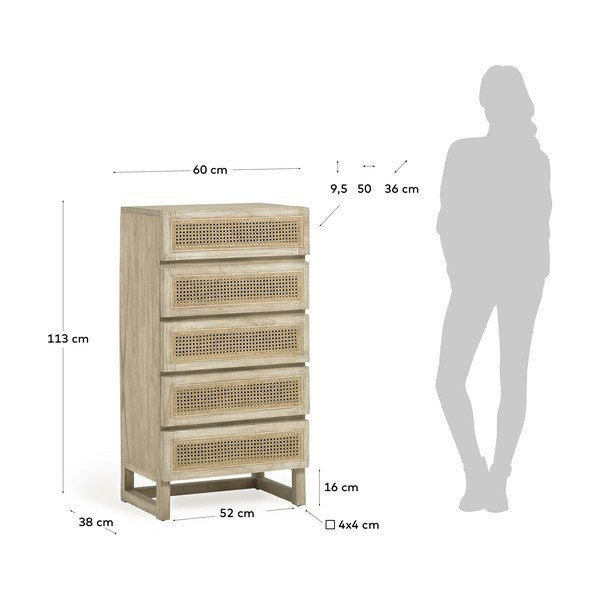 Komoda s 5 zásuvkami z dřeva Mindi Kave Home Rexit-image-2