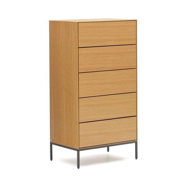 Vysoká komoda v dekoru dubu v přírodní barvě 60x114 cm Vedrana – Kave Home-image-2