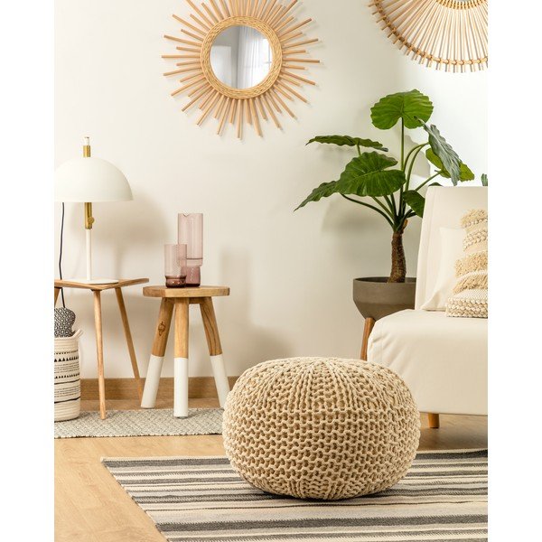 Světlý sedací puf Kave Home Shore-image-3