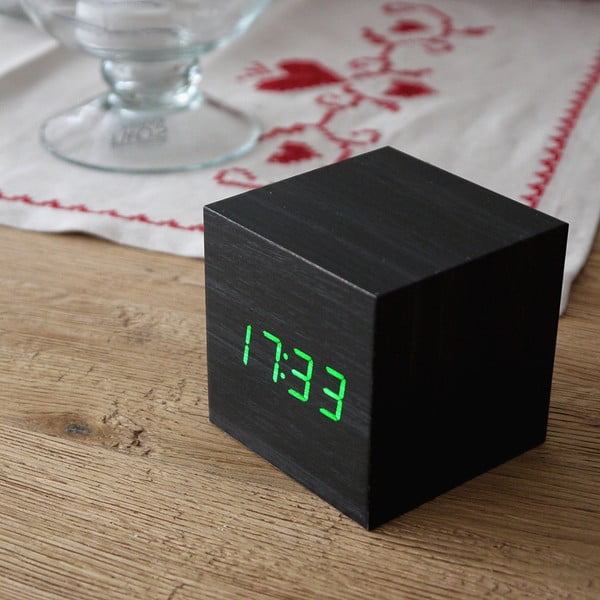 Zelený LED budík Cube Click Clock, černý-image-3