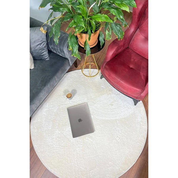 Bílý pratelný kulatý koberec ø 100 cm Pelush White – Mila Home-image-1