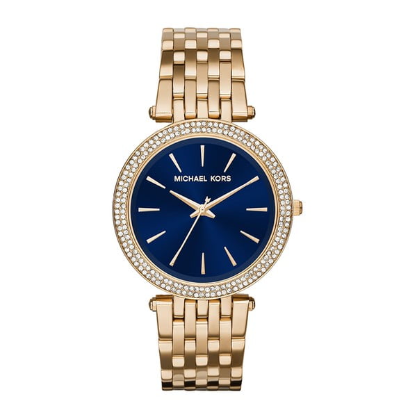 Dámské hodinky ve zlaté barvě s modrým ciferníkem Michael Kors Darci