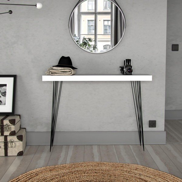 Bílý dřevěný stolek Versa Dallas, 110 x 25 cm-image-2