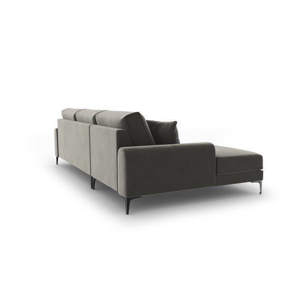 Světle šedá sametová rohová pohovka Mazzini Sofas Madara, levý roh-image-3