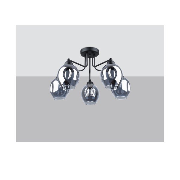 Černé stropní svítidlo se skleněným stínidlem 59x59 cm Garten – Sollux-image-2