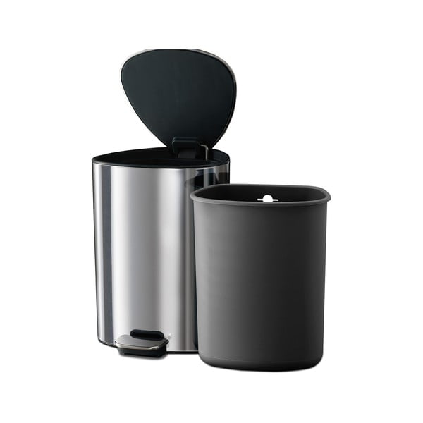 Nášlapný plastový odpadkový koš ve stříbrné barvě 5 l Luxe – Joseph Joseph-image-3