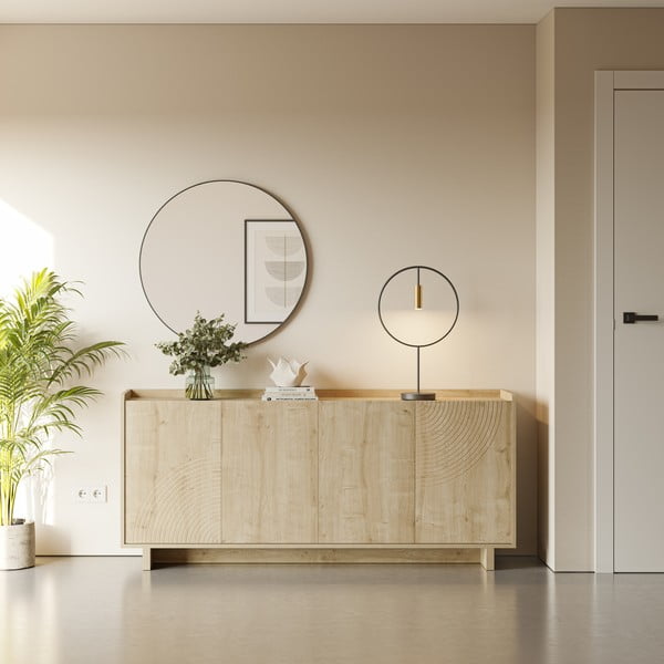 Komoda v dekoru dubu v přírodní barvě 180x80x40 cm Daira – Marckeric-image-1