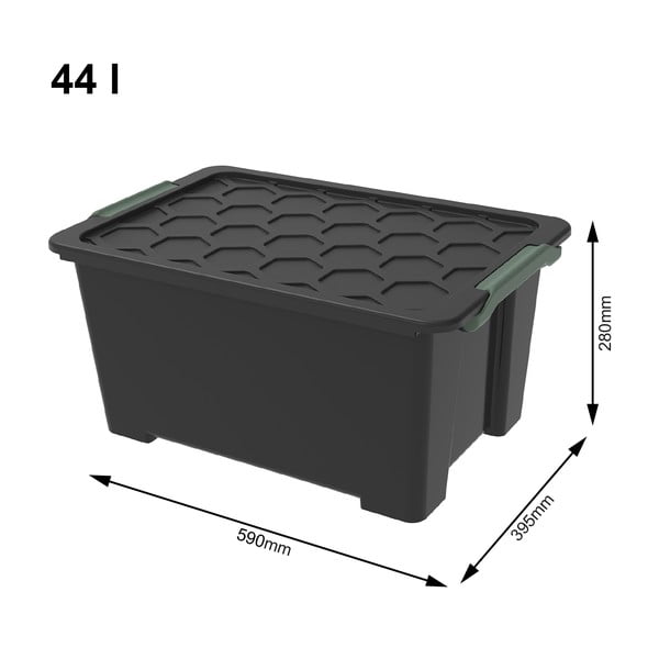 Leskle černý plastový úložný box s víkem Evo  Safe - Rotho-image-1
