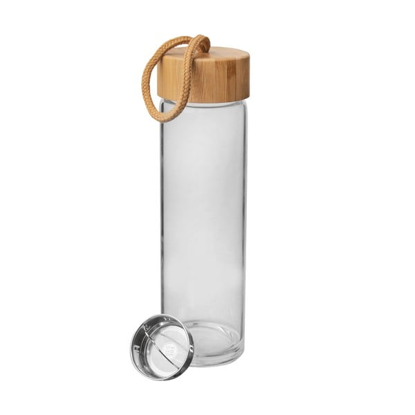 Skleněná láhev na vodu s bambusovým víčkem Orion, 450 ml
