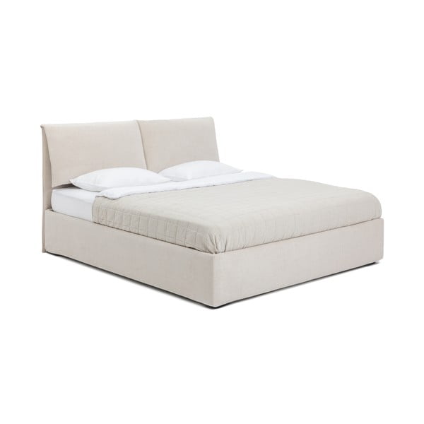 Béžová čalouněná dvoulůžková postel s úložným prostorem s matrací/s roštem 160x200 cm Thessa Pillow – Bonami Selection-image-3