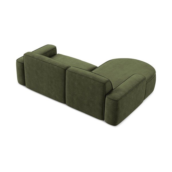 Zelená žinylková rohová pohovka (levý roh/s lenoškou) Omao – Makamii-image-3